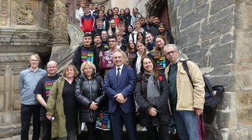 Empfang bei Oberbürgermeister Octavian Ursu auf der Rathaustreppe